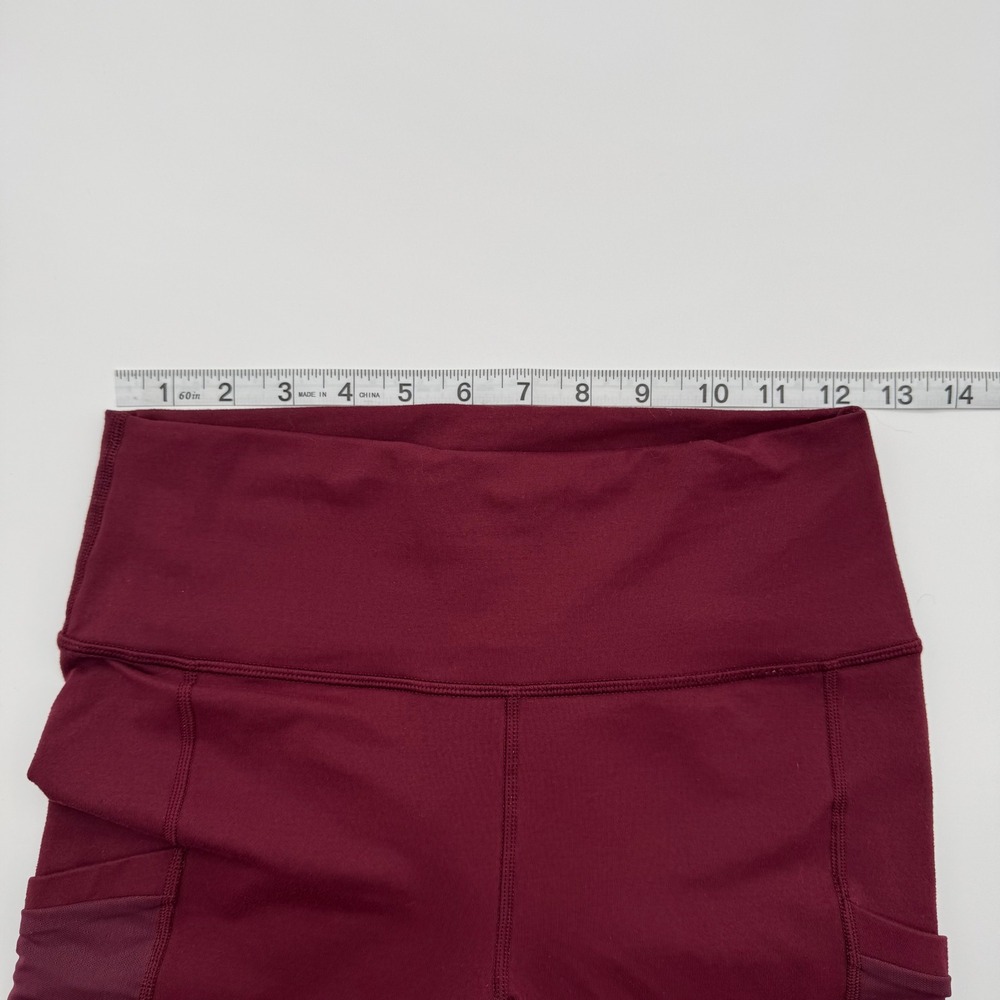 Fabletics PowerHold High Waisted Burgundy Mesh Pocket Leggings Womens Size Small - Picture 5 of 7